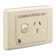 Medilec, Single Switch Socket Outlet, 250V, 15A, Cleaner Label - Beige