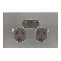 Metal Plate Series, Twin Switch Socket Outlet, 250V, 10A, BSL Style - Black