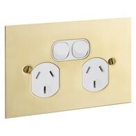 Metal Plate Series, Twin Switch Socket Outlet, 250V, 10A, BBSL Style, Flat Plate - White Electric