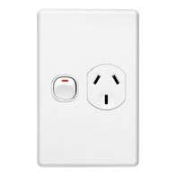 Classic C2000 Series, Single Switch Socket Outlet, Classic, 250V, 10A, Vertical - White Electric