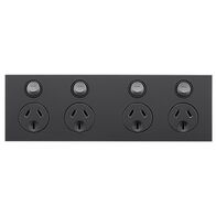 Saturn Zen, Quad Power Point, Horizontal Mount, 250V, 10A - Zen Black
