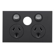 Saturn Zen, Double Power Point, Horizontal Mount, 250V, 10A, Less Extra Switch - Zen Black