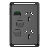 Pro Series, Twin Power Point Skin, Vertical Mount, 1ExBlank, 10A, 250V, Clip-On - Black