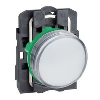Harmony XB5, Pilot light, grey plastic, white, 22mm, universal LED, plain lens, 230...240V AC