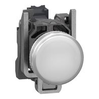 Harmony XB4, Pilot light, grey plastic, white, 22mm, universal LED, plain lens, 24V AC DC