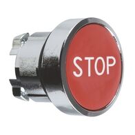 Harmony XB4, push-button head, metal, flush, red, 22mm, spring return, marked STOP