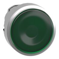 Harmony XB4, Head for illuminated push-button, metal, green flush, 22mm, universal LED, spring return, plan lens