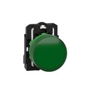 Harmony XB5, Pilot light, grey plastic, green, 22mm, universal LED, plain lens, 24V AC DC