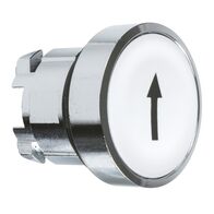 Harmony XB4, push-button head, metal, flush, white, 22mm, spring return, marked UP ARROW