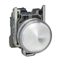 Harmony XB4, Pilot light, grey plastic, white, 22mm, universal LED, plain lens, 230...240V AC