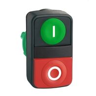 Harmony XB5, Head for illuminated double headed push-button, 1 green flush/ 1 red projecting, 22mm, unmarked