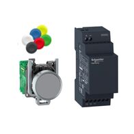 Harmony XB5R, Wireless and batteryless package, Wireless metal 22mm black pushbutton, non configurable receiver, 24V DC