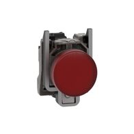 Harmony XB4, Pilot light, grey plastic, red, 22mm, universal LED, plain lens, 24V AC DC