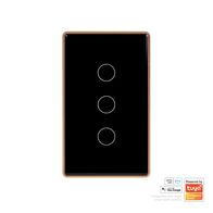 Wifi 3 Gang Black with Gold Trim Wall Switch