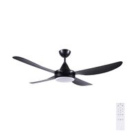 Brilliant Black Vector 52'' DC 4-Blade Ceiling Fan with Light