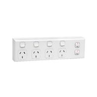 Excel - Horizontal 5 gang powerpoint 10A 240V a.c. with 2 extra switches white
