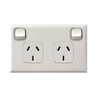 Excel - Horizontal double powerpoint 2 gang 10A 240V a.c. misty grey