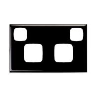 Excel - Double powerpoint coverplate 2 gang stainless black