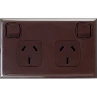 Excel - Horizontal double powerpoint 2 gang 10A 240V a.c. brown