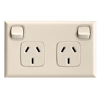 Excel - Horizontal double powerpoint 2 gang 10A 240V a.c. beige