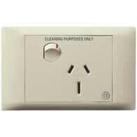 Excel Life - Medical - Common plate - Horizontal cleaner single powerpoint - Cleaning purposes only engraved - antimicrobial & chemical resistant 1 gang 15A 240V a.c. beige