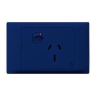 Excel Life - Medical - Common plate - Horizontal single powerpoint - RCD protected engraved - antimicrobial & chemical resistant 1 gang 15A 240V a.c. blue