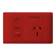 Excel Life - Medical - Common plate - Horizontal single powerpoint - RCD protected engraved - antimicrobial & chemical resistant 1 gang 15A 240V a.c. with LED power available red