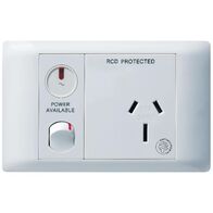 Excel Life - Medical - Common plate - Horizontal single powerpoint - RCD protected engraved - antimicrobial & chemical resistant 1 gang 15A 240V a.c. with LED power available white