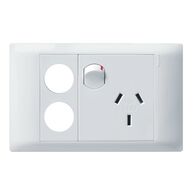 Excel Life - Common plate - Horizontal single powerpoint 1 gang 10A 240V a.c. with 2 extra holes white