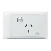 Excel Life - Medical - Common plate - Horizontal single powerpoint - RCD protected engraved - antimicrobial & chemical resistant 1 gang 10A 240V a.c. white