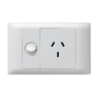 Excel Life - Common plate - Horizontal single powerpoint 1 gang double pole 10A 240V a.c. white