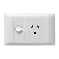 Excel Life - Common plate - Horizontal single powerpoint 1 gang 10A 240V a.c. with round earth white