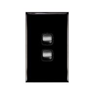 Excel - Vertical rocker switch - Single Pole Double Throw - 2 gang 2 way 10A 240V a.c. gloss black