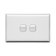 Excel - Horizontal rocker switch - Single Pole Double Throw - 2 gang 2 way 10A 240V a.c. gloss white