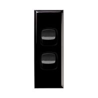 Excel - Architrave rocker switch - Single Pole Double Throw - 2 gang 2 way 10A 240V a.c. black