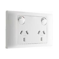 Excel Life - Common plate - Horizontal double powerpoint 2 gang 10A 240V a.c. white