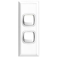Excel - Architrave rocker switch - Single Pole Double Throw - 2 gang 2 way 10A 240V a.c. white