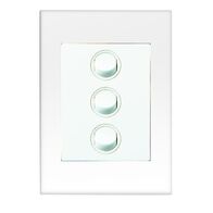 HPM VIVO 10A 3 Gang Vertical Rocker Switch Plate White