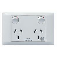 Excel Life - Medical - Common plate - Horizontal double powerpoint - RCD protected engraved - antimicrobial & chemical resistant 2 gang 10A 240V a.c. white