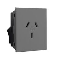Excel Life - Horizontal single powerpoint mechanism 1 gang 10A 240V a.c. autoswitch urban grey