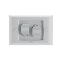 AQUA Life 16A IP66 Weatherproof Shallow Mount 2 Gang Switch Limestone Grey