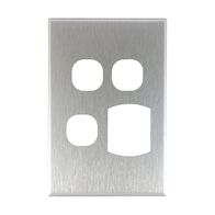 Metal Cover Plate Single Power Point with 2 Extra Switch – VERTICAL