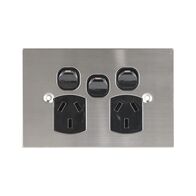 Double Power Point with Extra Switch – BLACK