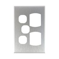 Metal Cover Plate Double Power Point with Extra Switch – VERTICAL