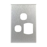 Metal Cover Plate Single Power Point with Extra Switch – VERTICAL
