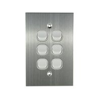 Stainless Steel Light Switch 6 Gang Vertical