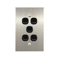 Stainless Steel Light Switch 5 Gang Vertical – BLACK