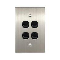 Stainless Steel Light Switch 4 Gang Vertical – BLACK