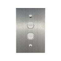 Stainless Steel Light Switch 2 Gang Vertical