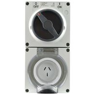Combination Switched Socket Outlet 3 Pin 20A 250V AC IP66 Flat Pin